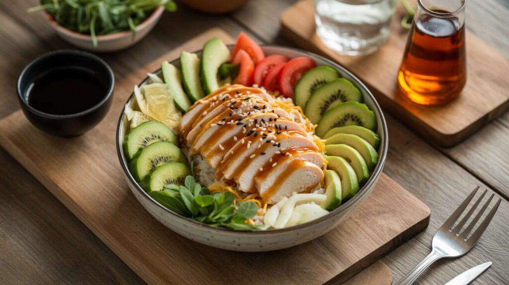 Poké bowl poulet-kiwi : la recette fraîche et rapide