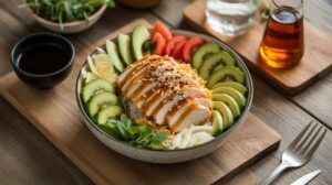 Poké bowl poulet-kiwi : la recette fraîche et rapide