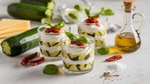 « Mon assiette soleil de l’été »: Verrines courgettes-tomates-fromage frais express