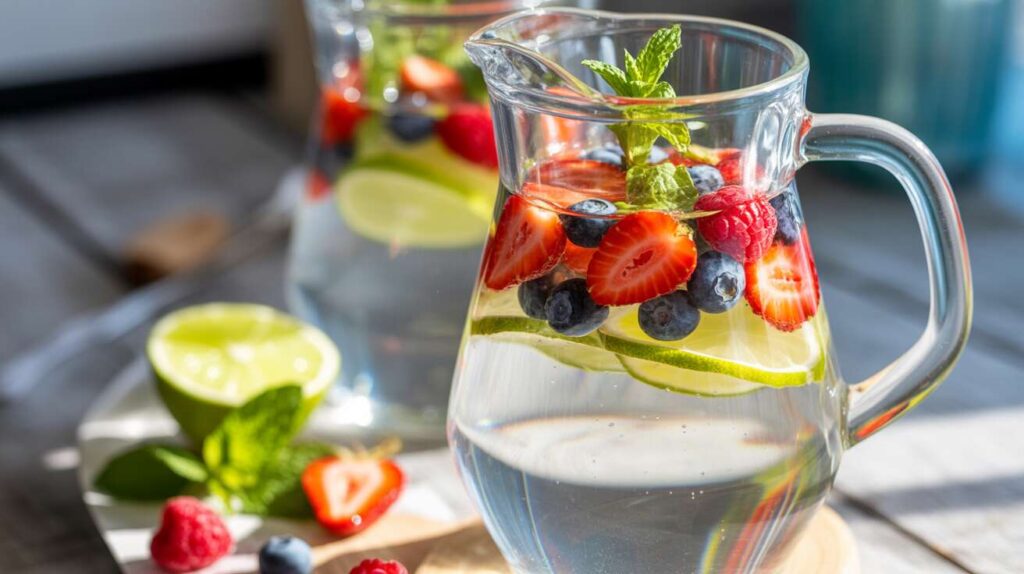 Eau infusée parfaite aux fruits rouges et citron vert pour l'hydratation