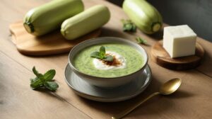 Soupe froide de courgettes à la menthe facile et rapide