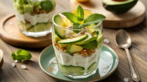Verrines concombre avocat menthe : légères et parfaites par forte chaleur