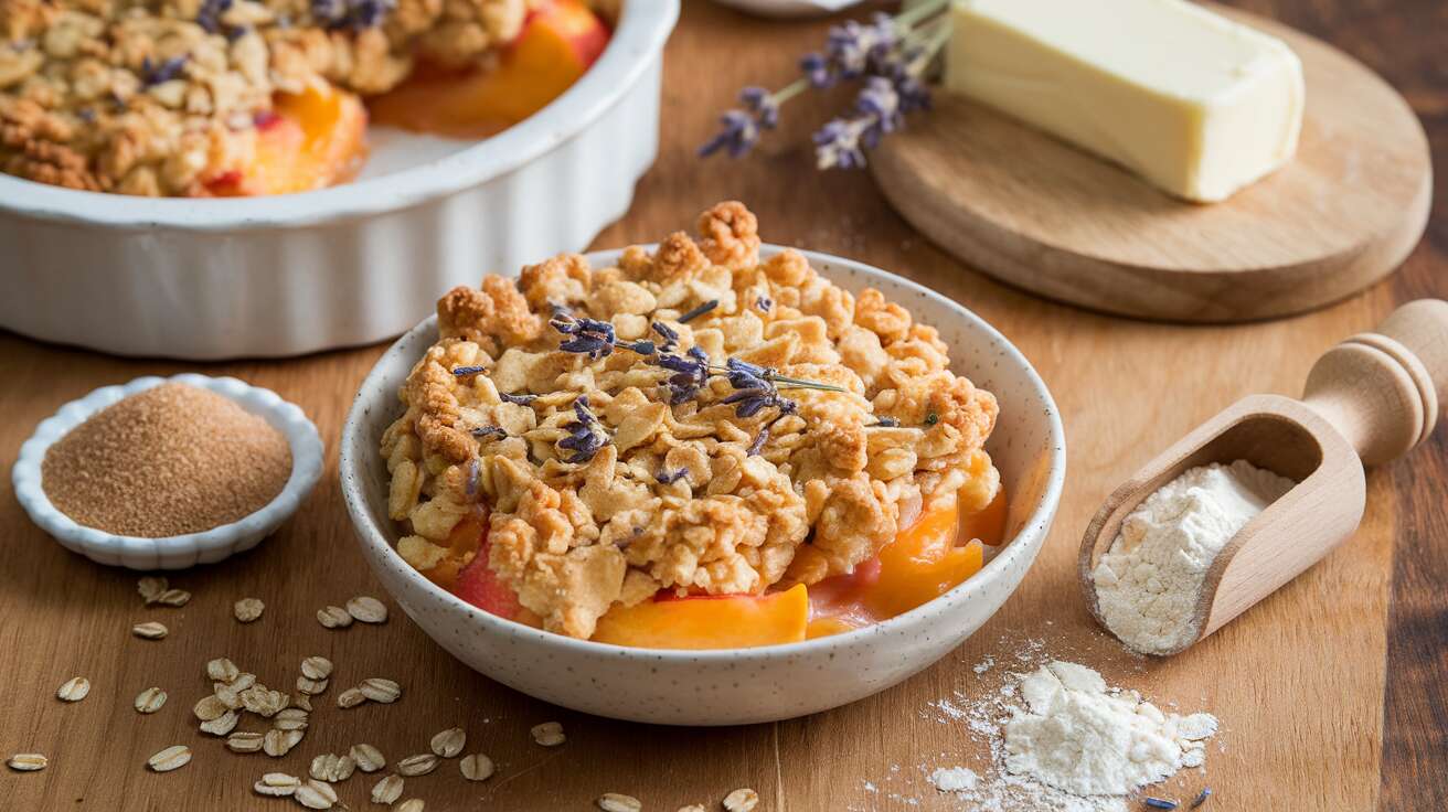 Crumble de pêches et lavande : le secret d’un dessert estival réussi