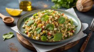 Taboulé de chou-fleur, un taboulé sans gluten, léger et riche en saveurs