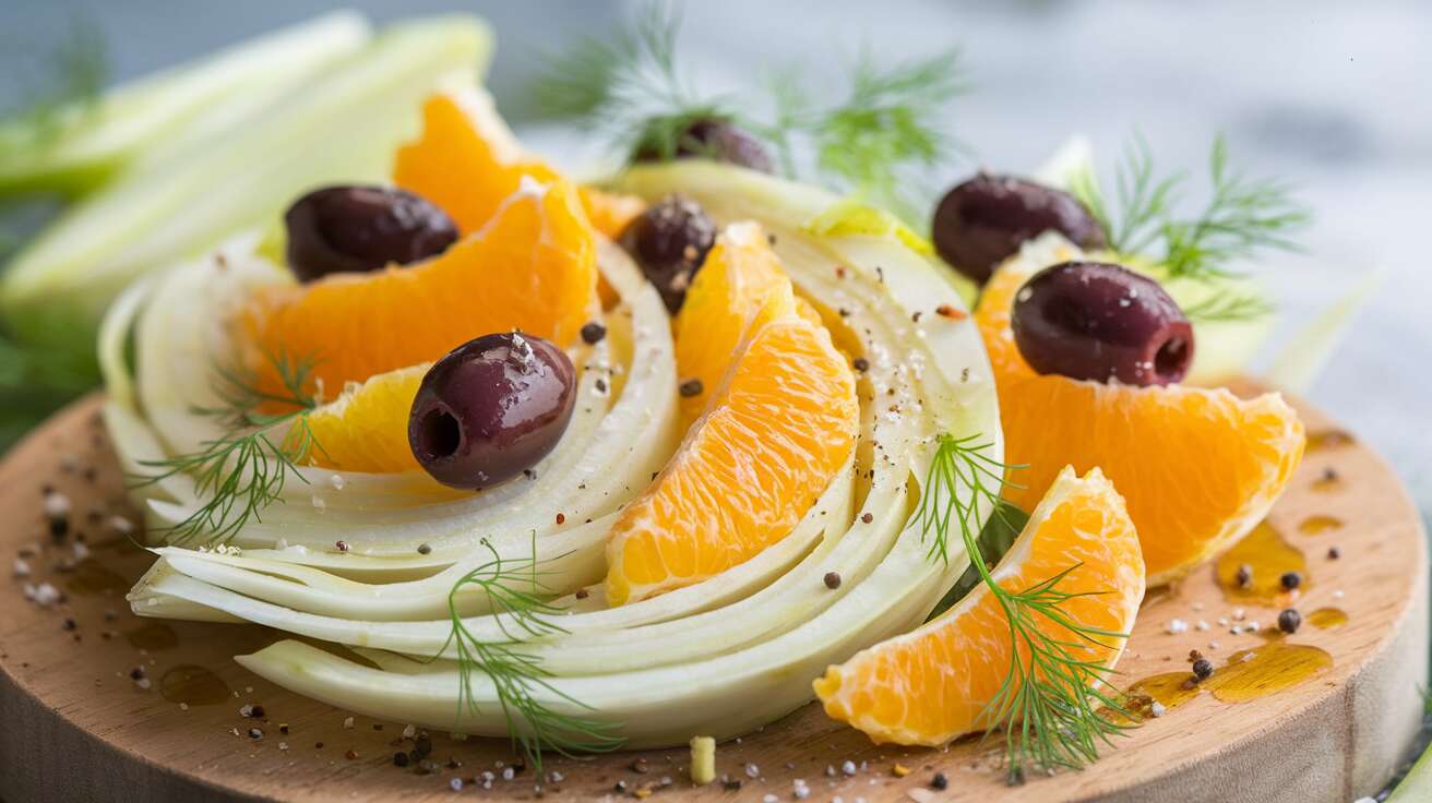 Salade de fenouil, orange et olives noires, une salade croquante et pleine de peps