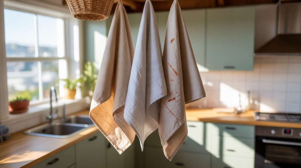 Torchons de cuisine tachés ? L'astuce géniale pour les blanchir sans frotter