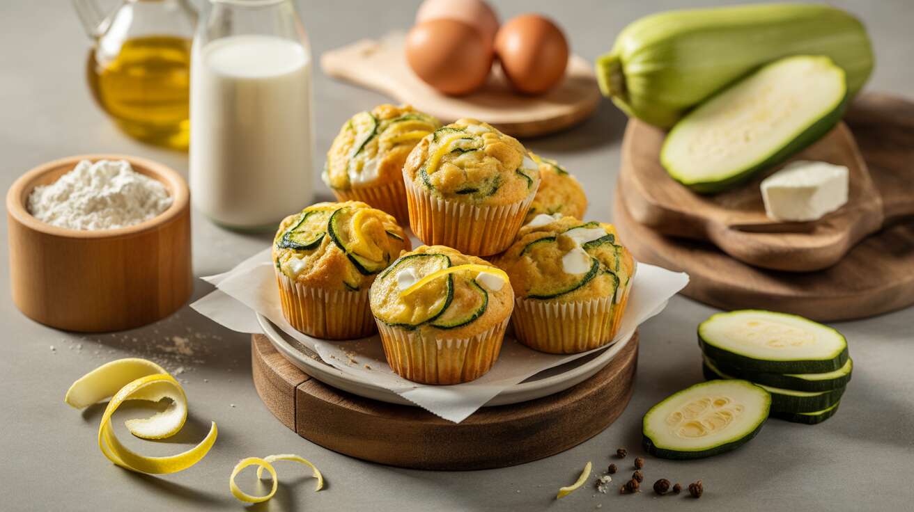 Des muffins salés aux courgettes, feta et zeste de citron : parfaits pour l'apéro ou pique-nique