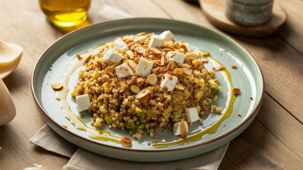 Salade complète aux céréales, légumes et fromage : une recette savoureuse et équilibrée
