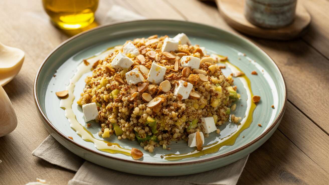 Salade complète aux céréales, légumes et fromage : une recette savoureuse et équilibrée
