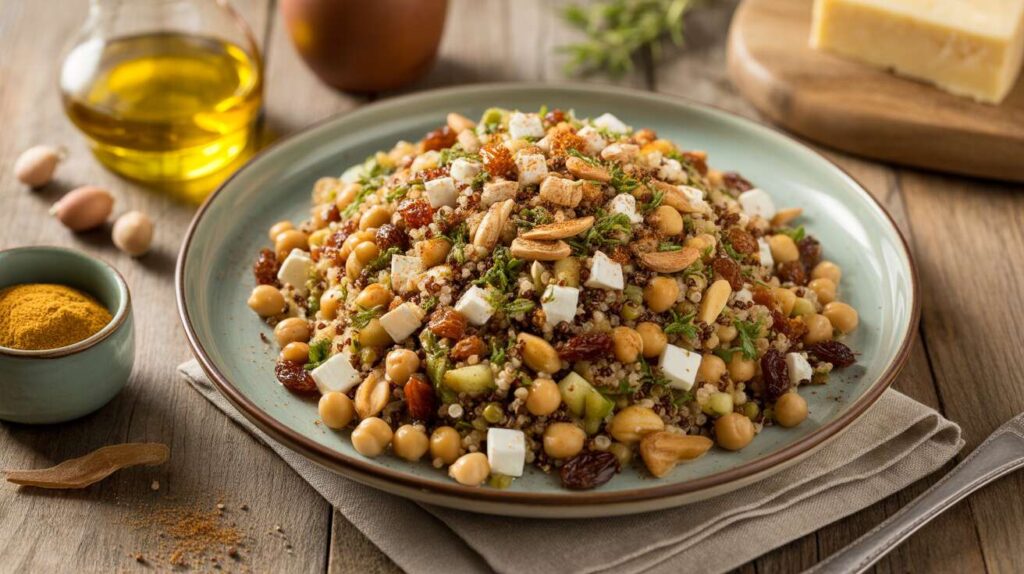 Salade complète aux céréales, légumes et fromage : une recette savoureuse et équilibrée