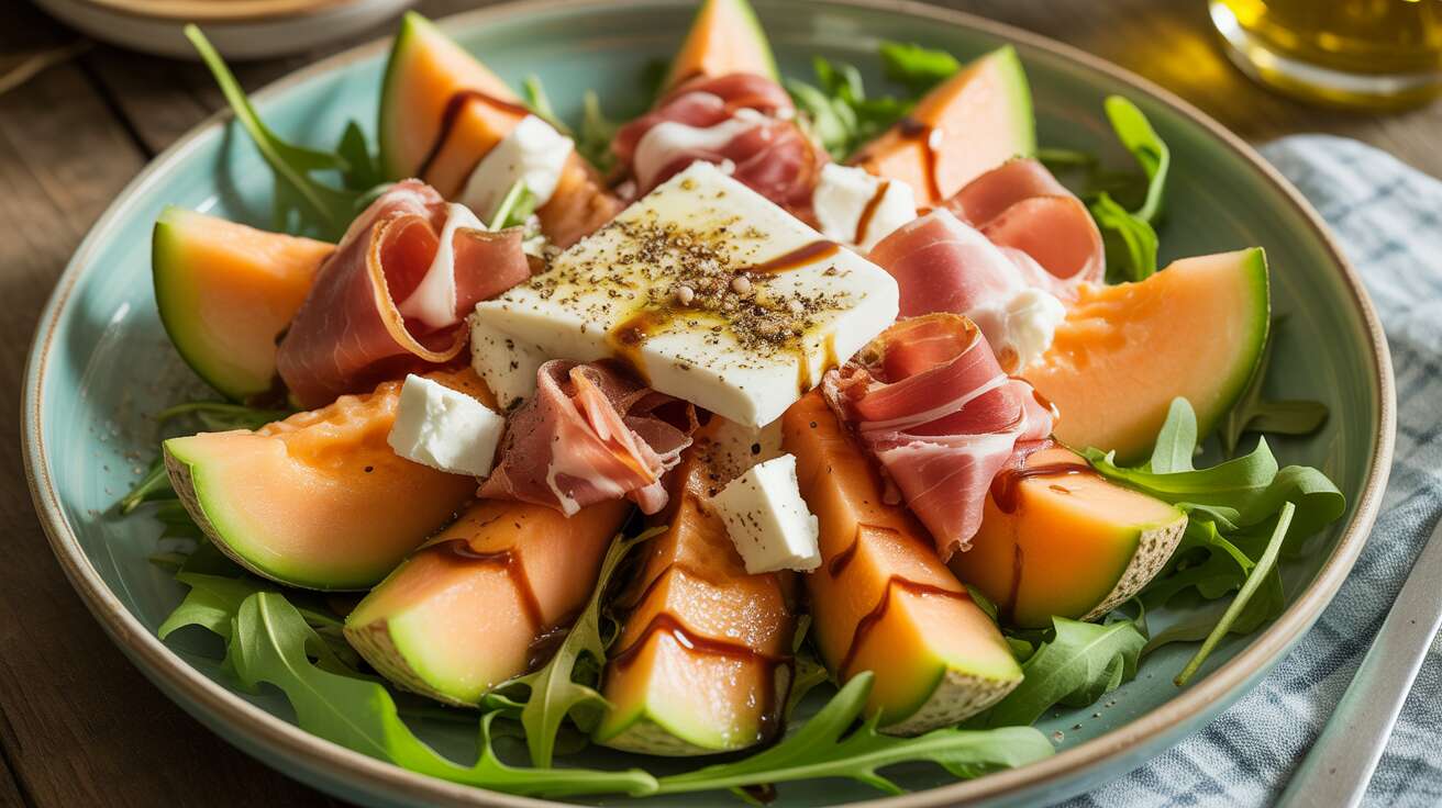 Salade de melon, jambon cru et fromage de brebis : la recette estivale savoureuse
