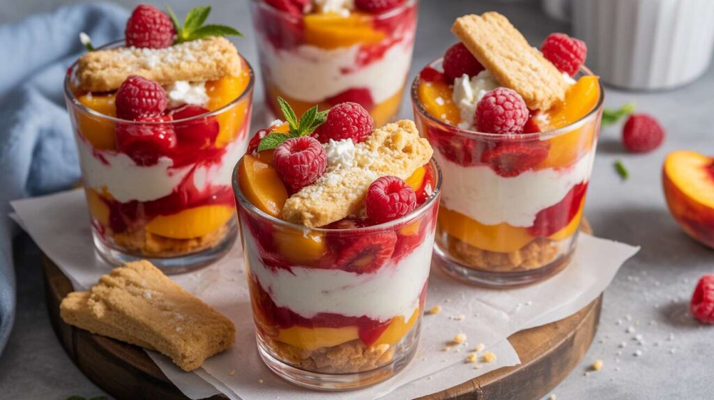 Verrines fruitées pêche-framboise : le dessert léger "prêt en un clin d'œil