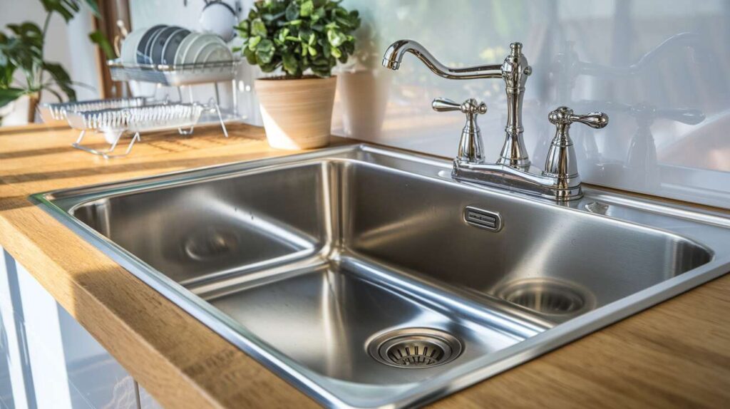 Adieu les traces d&rsquo;eau » : l&rsquo;astuce imparable pour un évier inox toujours brillant