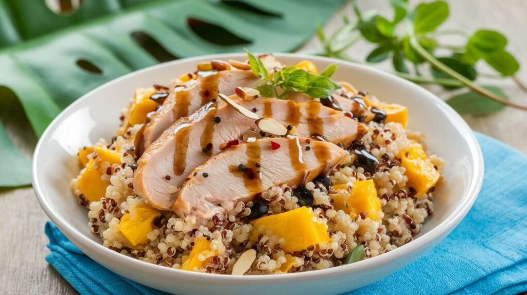 La salade de quinoa poulet-mangue : le repas d&rsquo;été « complet et rafraîchissant