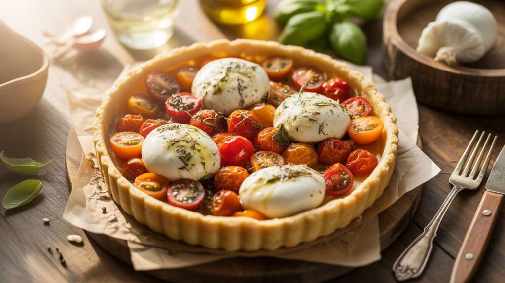 Tarte rustique tomate-burrata : l'idéal pour vos repas d'été, prête en un clin d'œil