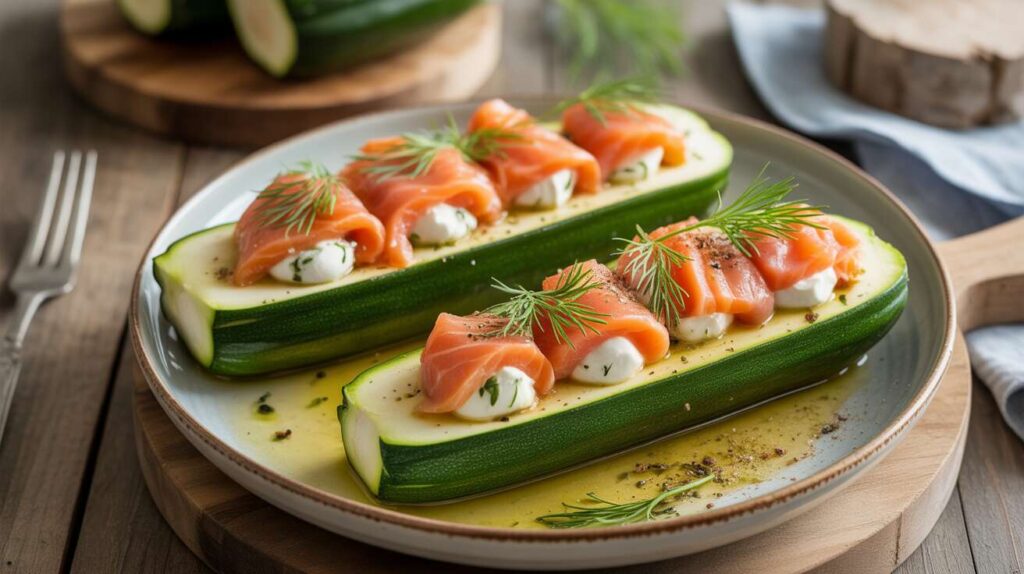 Courgettes farcies au saumon et fromage de chèvre : la recette délicieuse et facile