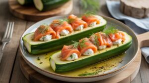 Courgettes farcies au saumon et fromage de chèvre : la recette délicieuse et facile