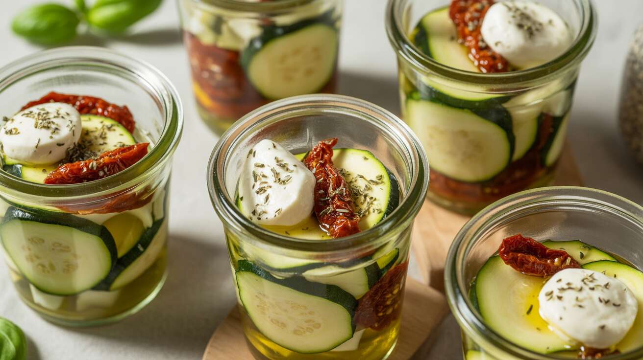 Verrines de courgettes, tomates confites et fromage frais : recette facile et savoureuse