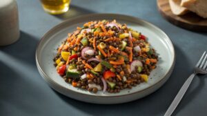 La salade de lentilles beluga et légumes croquants : le plat équilibré "prêt en 15 minutes