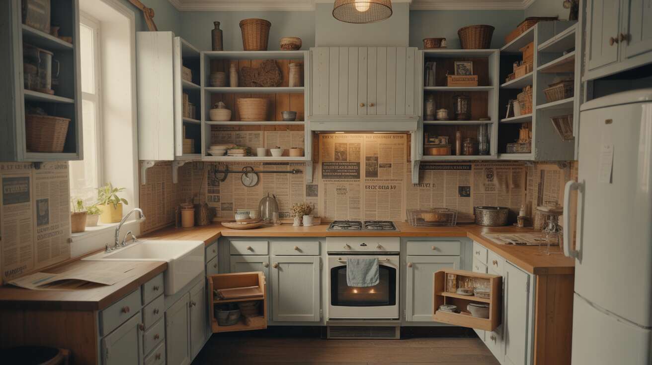 Elle met du papier journal dans le fond de ses placards de cuisine : une astuce de grand-mère qui séduit