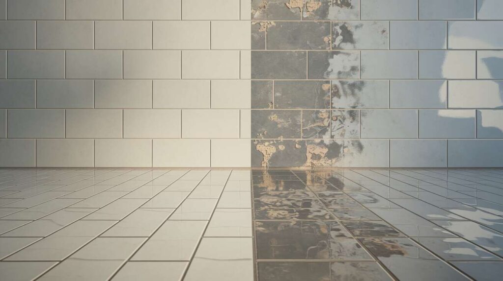 Ni Javel ni vinaigre : l’erreur de nettoyage que tout le monde fait abîme le carrelage de votre salle de bain