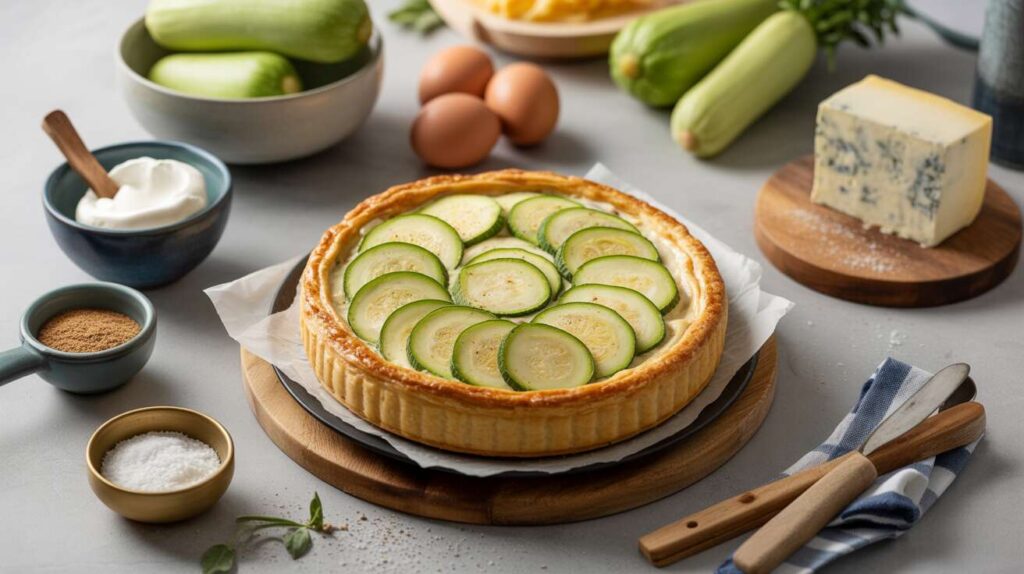 Recette de tarte légère : courgettes à la crème de bleu