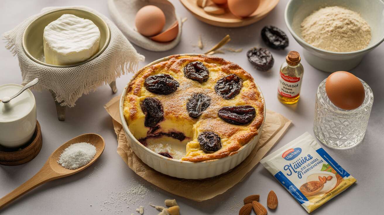 Gratin de prunes léger au fromage blanc
