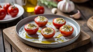 Recette de tomates cerise farcies au fromage frais, ail et fines herbes