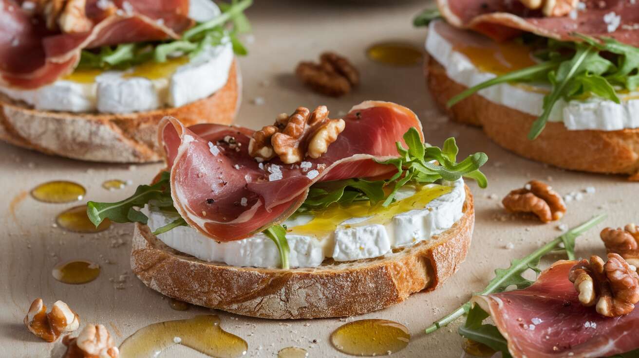 Tartines de chèvre frais, coppa et roquette : une recette gourmande