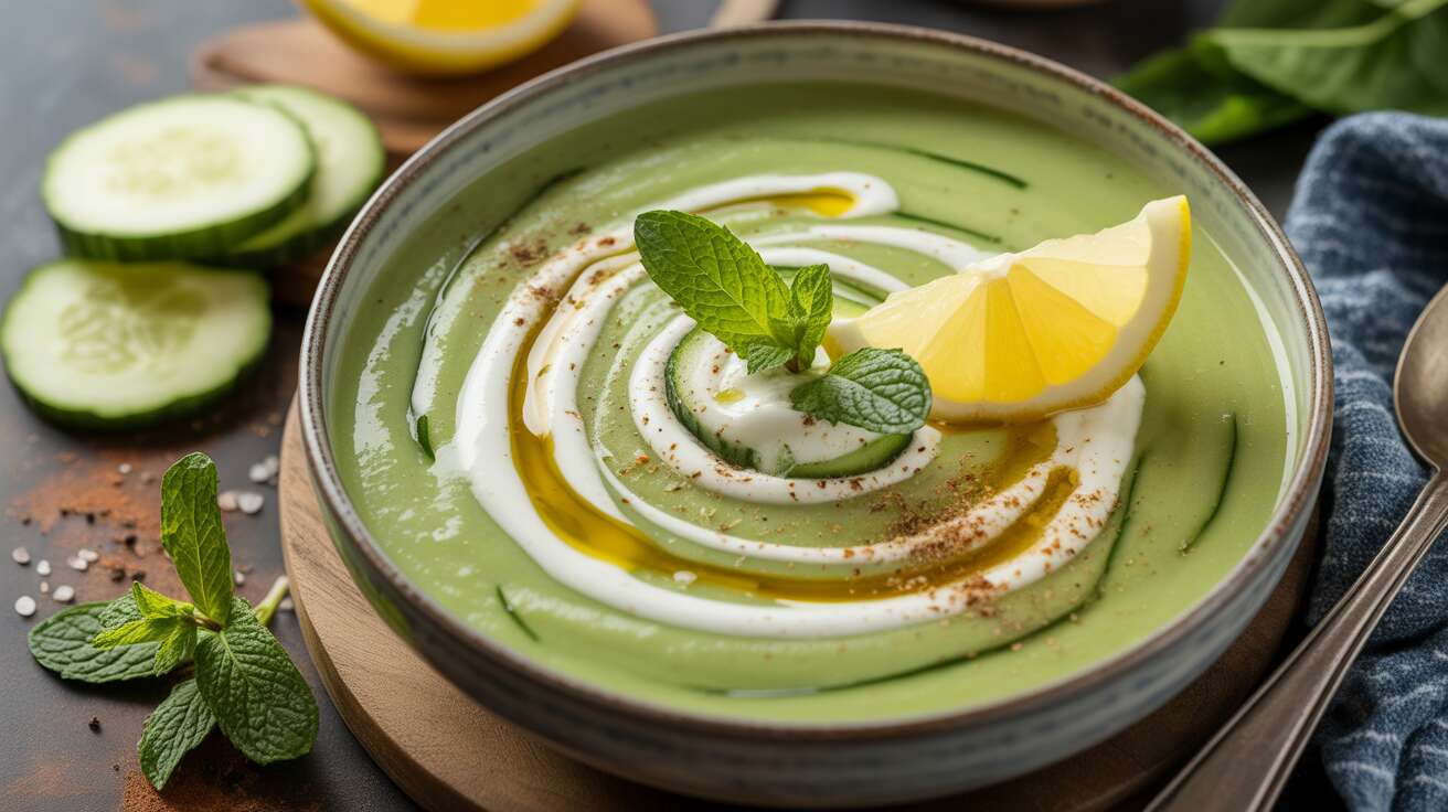Soupe Fraîche Concombre Menthe Fromage : recette Savoureuse
