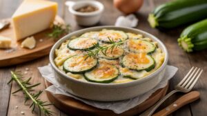 Gratin de courgettes au fromage frais au micro-ondes
