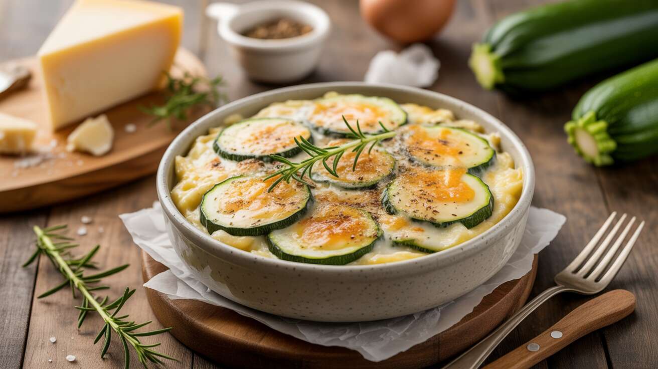 Gratin de courgettes au fromage frais au micro-ondes