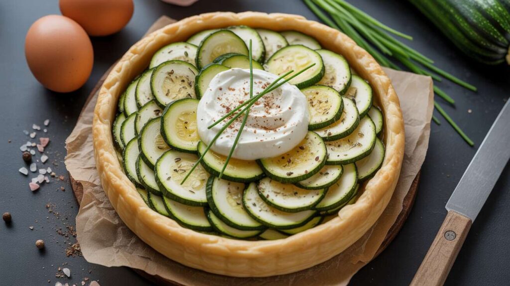 Recette de Tarte Courgette Chèvre et Ciboulette