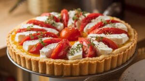 Tarte fine à la tomate et fromage frais : recette savoureuse