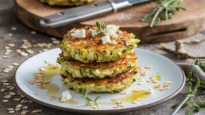 Recette de galette de courgette, avoine et fromage bleu