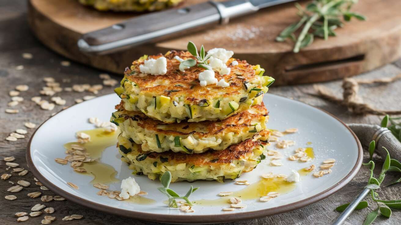 Recette de galette de courgette, avoine et fromage bleu