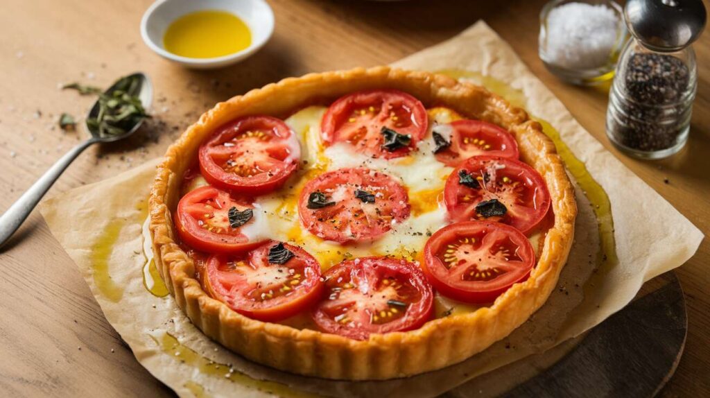 Tarte feuilletée à la tomate et fromage : recette gourmande