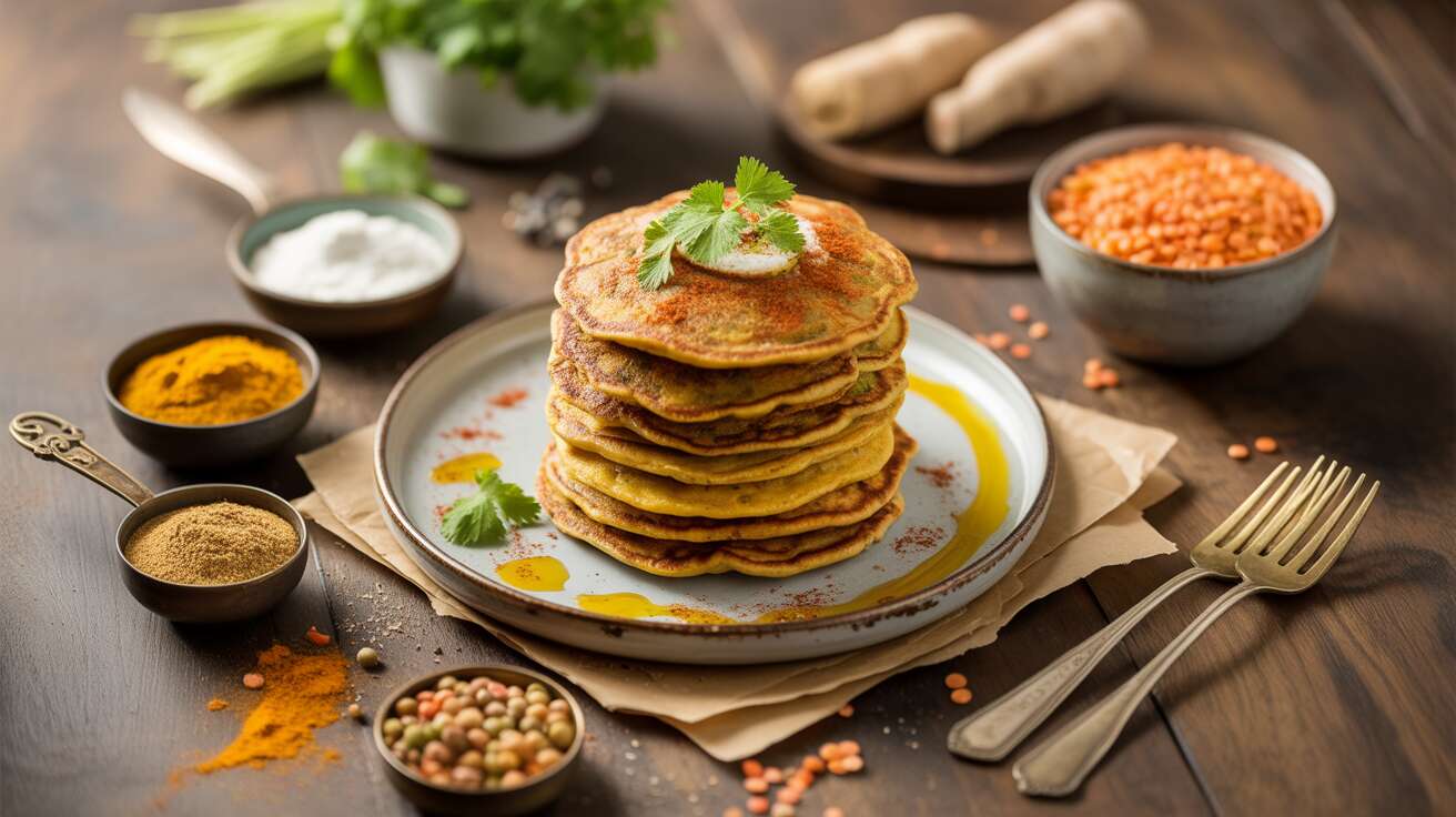 Oubliez les crêpes, cette recette de "pancakes" de lentilles corail est salée, saine et délicieuse.