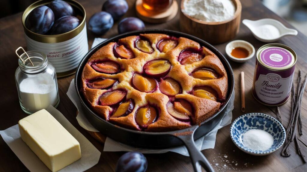Ce gâteau aux prunes se prépare à la poêle en 10 minutes, pas besoin d'allumer le four.