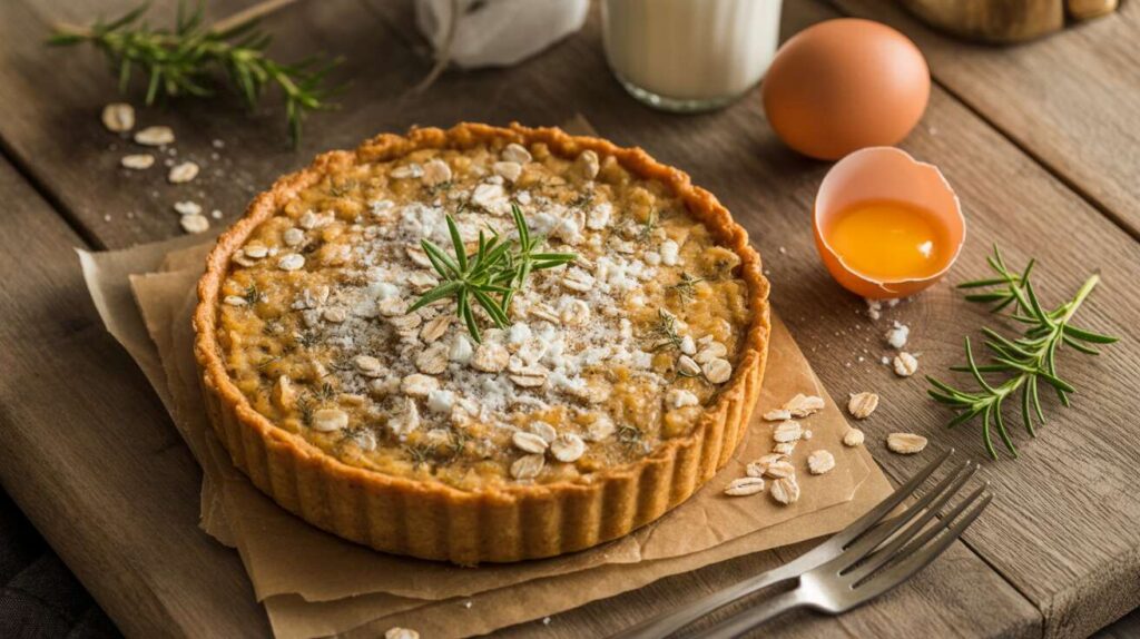 Cette tarte salée sans pâte, avec une base de flocons d'avoine, est la star de mes repas de rentrée.
