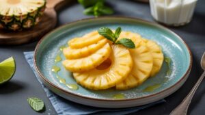 Ce "carpaccio" d'ananas à la menthe est le dessert frais, léger et express pour finir le repas.