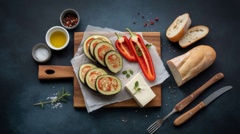 Sandwichs d'aubergines, poivrons et fromage frais : la recette gourmande