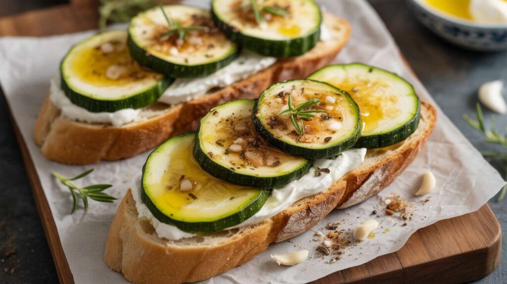 Bruschetta aux courgettes et fromage : la recette savoureuse