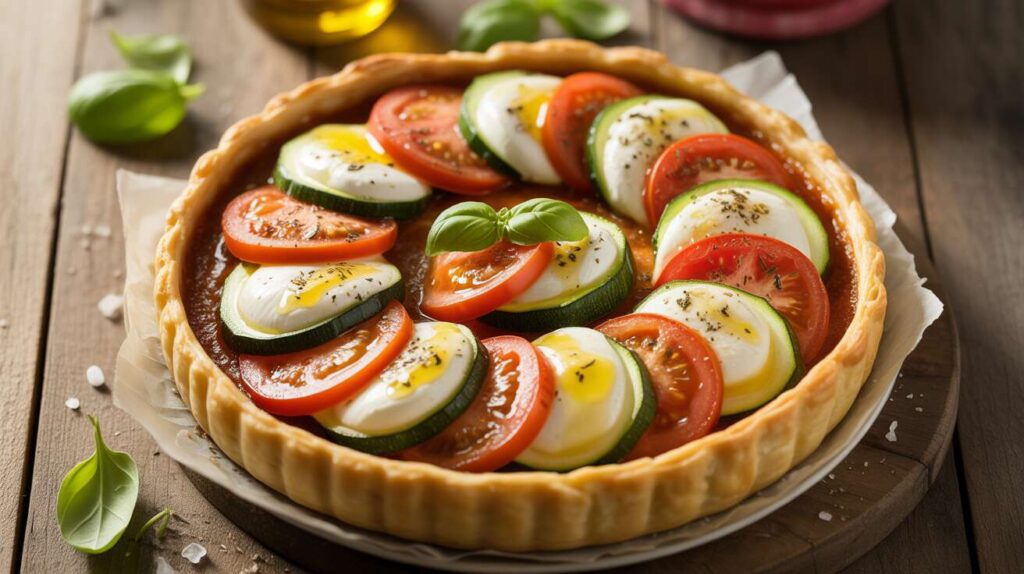Tarte courgette, tomate et mozzarella di Bufala Campana
