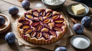 Cette tarte rustique aux quetsches ne demande aucun moule et se fait en 20 minutes