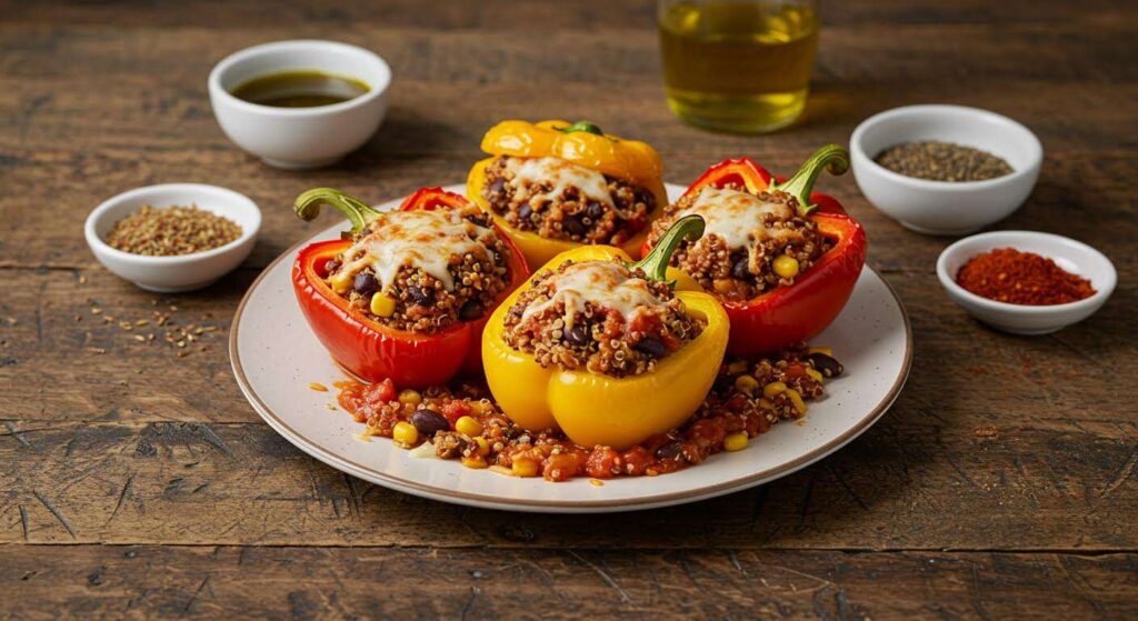 Préparez ces poivrons farcis à l&rsquo;avance, vous n&rsquo;aurez plus qu&rsquo;à les enfourner en rentrant