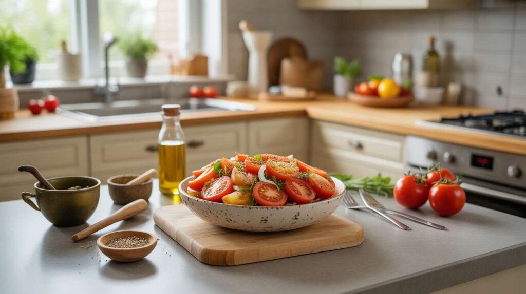 Ni huile d'olive ni vinaigre balsamique : l'assaisonnement qui va sublimer votre salade de tomates