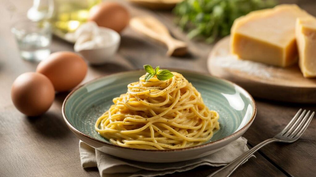 Voici pourquoi les vrais spaghettis à la carbonara n'ont jamais de crème fraîche en Italie (la liaison se fait avec le jaune d'œuf, le pecorino et l'eau de cuisson des pâtes)