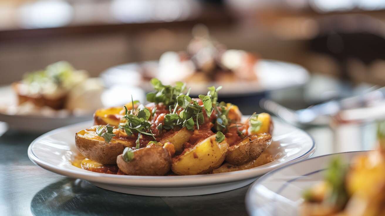 Le secret des bars à tapas de Séville pour des « patatas bravas » vraiment croustillantes (elles sont cuites en deux fois, d&rsquo;abord pochées dans l&rsquo;huile puis frites à haute température)