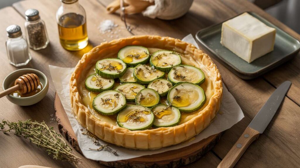 Tarte filo aux courgettes, miel et fromage : recette savoureuse